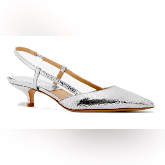 Michael Kors Collection Shoes - Michael Kors COLLECTION Hallie Runway Crackled Leather Pump, 41. Silver